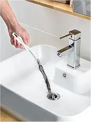 2-Piece Flexible Drain Brush Sink Unblocker Elastic Hose Pipe Straw Cleaning Brush with Handle Kitchen Drain Unblocker Wire Cleaner Bathroom Toilet Pipe Dredging Cleaning Hair Catcher Rod