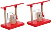 Expand Your Train Track Set Boys and Girls Gas Station Model for DIY Railway Scene Natural Wood