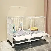 Double-Sided Transparent Encrypted Rabbit Hutch, Bunny Cage, Bunny House Indoor, Large Space, Easy to Clean, Suitable for Multiple Pets (Size : 75 x 37 x 62cm)