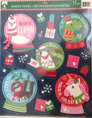 Static Window Clings Christmas Animal Snow Globes Unicorn Sloth Gator Llama