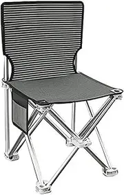 Foldable Camping Chair,Camping Folding Chair Camp Chair Multifunction Camping Chairs Outdoor Portable Chair Lightweight Fishing Chair with Storage Net Bag Outdoor Folding Chair (Color : Black)