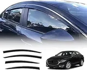OAD4X4 Weathershields Compatible with Mazda 3 BP Sedan 2019-Onwards, Stainless Edge Weather Shields Window Visors Wind Deflectors Sun Rain Guard 4PCS Set