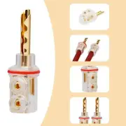 Preffair 4Pcs 24K Gold Plated BFA Locking Banana Plug Double Screw Connectors