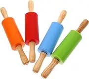 Cabilock 4pcs Silicone Rolling Pin with Handles Non Stick Dough Rollers for Baking Cookies Pizza Pastry Kitchen Tool for Home Baking