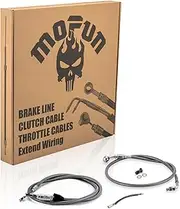 Mofun ABS Upper Hydraulic Front Brake Line & Clutch Cable & Throttle By Wire Extensions Compatible with Harley Softail Slim Deluxe Fat Boy Sport Glide 2018-2024, Fit 12"-14" Handlebar Black
