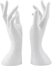 Framendino, Female Mannequin Hand Jewelry Display Holder Stand for Bracelet Necklace Ring (White, 2 Pack)