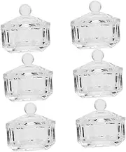 HAKIDZEL Nail Art Crystal Cups Set 6 Pcs Glass Nail Art Containers Mix Liquids for Professionals