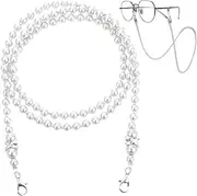 [Tyqour] Eyeglass Chains for Women Elegant Pearl Glasses Chain Beaded Eye Glass Chain Face Masks Lanyard Chain Sunglasses Holder Strap Eyewear Retainer Chain Glasses Necklace for Women, White