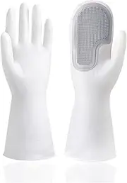 [DUnLap] Gloves Cleaning Magic Silicone Dishwashing Gloves Scrubber Dish Washing Soft Latex Rubber Scrub Gloves Kitchen Supplies Tableware Cleaning Tools Cleaning Gloves (Size : Gray 1 Pair)