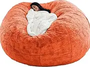 UYSOFRCV Oversized Bean Bag Chair Cover (No Filler), Durable Comfortable Faux PV Fur Sack Bean Bag Sofas Bed Washable Premium PV Velvet Lazy Sofa Cover for Adults Kids Teens,Orange,180cm×86cm