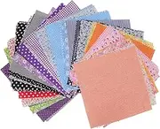 Cotton Fabric Square Patchwork Fabrics, Fabric, Cotton Quilting Fabric, 9.8x9.8in Assorted Colors Easy Ironing Multi Purpose Floral Patchwork Fabric for Craft DIY (56 Colors)