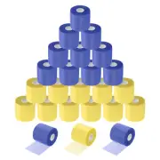 24 Rolls 30 Yards Foam Pre Wrap Athletic Tape Sports Prewrap, Yellow/Navy Blue