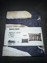 IKEA MAYLINN Pillow Cushion Cover 16" x 26" Blue Multicolor Feather Geometric