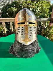 Medieval Knight Helmet - Chainmail Helmet Battle-Ready Helmet Bascinet Helmet