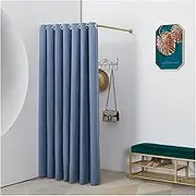 Fitting Room Clothing Store, Simple Dressing Room Wall-Mounted Changing Room, L-Shaped Temporary Detachable Shading Curtain(Blue,80x80x200cm)