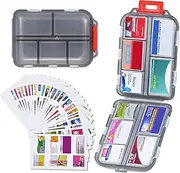 Travel Pill Organizer with Medicine Labels, 10 Compartments Travel Pill Box Medicine Organizer Purse Pill Case Daily Pill Container (Gray, 189 Lables)