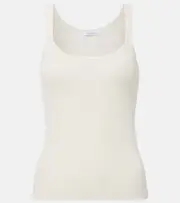 [Max Mara] Max Mara Helier ribbed-knit cotton-blend tank top UK 18 white
