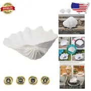 Large Hand-Cast Resin Clam Shell Bowl - Elegant White Coastal Home Accent