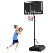 Costway 2.1m-2.6m Adjustable Height Basketball Hoop Outdoor Basketball Stand System Black