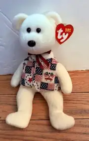 TY Beanie Baby Libert-E Flag Bear Plush Stuffed Animal Vintage Retired NWT