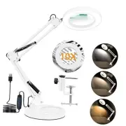 10X Magnifying Glass with Light and Stand, 2-in-1 LED Magnifier Desk Lamp, 3