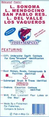 Lake Sonoma, Mendocino, San Pablo, Del Valle Fishing Map