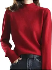 [bwgrytuy] Half High Knitted Sweater Women's Autumn and Winter Short Pullover Solid Color Loose Sweater Pullovers
