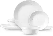 [CORELLE] Madeline Embossed 12 Piece White Dinnerware Set