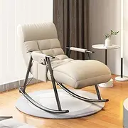 QIADIAOC Armchair Rocking Chair Accent Glider Lounge Chair Living Room Bedroom Recliner,Occasional Chairs Backrest 5 Positions and Soft Padded Cushion(Beige,Black feet)
