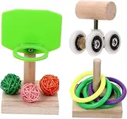 ORFOFE Parrot Training Toy Set 3pcs Bird Trick Tabletop Toys Skateboard Bird Foraging Toys for Parrots