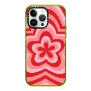 iPhone 14 Pro Max Impact Case pink red retro flower power