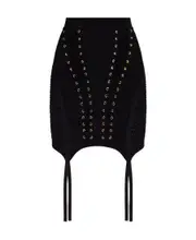 Balmain Garter Detailed Short Knit Skirt FR34,FR36,FR38,FR40,FR42 Black