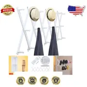 Versatile Wooden Accordion Hook Rack for Hats & Coats - Wall Mounted Elegance