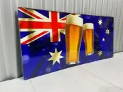 ANZAC DAY AUSSIE BEER FLAG METAL SIGN HEAVY DUTY 600 X 300 MM