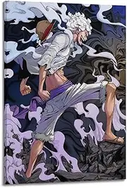 [Guangless] Classic Japanese Anime Poster Gear 5 Luffy Poster Canvas Painting Wall Art Picture Home Decor Print For Bedroom Living Room Dorm Study Bar Office 12x18inch(30x45cm), Frame-style