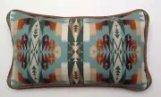 14"x24" Wool & Tan Leather SW Pattern Pillow made w/Pendleton® Fabric