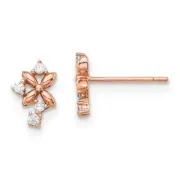 Madi K Kid's Earrings 14K Rose Gold White Cubic Zirconia Button Post