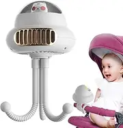Nexusectar Portable Fan for Kids, Portable Stroller Fan | Personal 4 Speed Bladeless Portable Fan,2000Mah Drawstring Fan Night Light for Crib,Desk,Desk