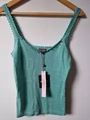 Phase Eight Linen Blend Thin Knit Bead Detail Vest Top Size 10
