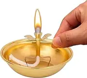 Ghee Lamp Holder, Telescopic Alloy Lamp Holder Floating Wick Holder, Ghee Buddha Candle Holder Votive Holder for Altar & Temple