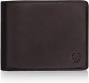 [Bryker Hyde] RFID Wallet for Men, Bifold Top Flip, 2 ID /1 ID Extra Capacity Travel Wallet, Brown - Sheepskin Leather, 11 card slots -2 ID Windows, Rfid Wallet