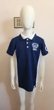 Geelong Cats AFL Boys Youth Navy Embroidered Short Sleeve Polo Shirt Size 8 New