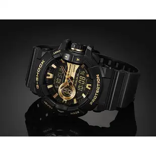 CASIO 卡西歐 G-SHOCK 金屬系雙顯手錶-經典黑金 GA-400GB-1A9