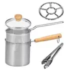 Portable Small Deep Fryer Pot Frying Pan with Strainer Basket Handle and Detr