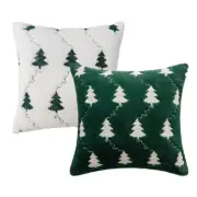 Soft Velvet Christmas Tree Cushion Cover 18IN Embroidered Pillowcase No Core