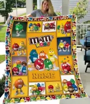 Personalized M and M Blanket World Fleece Blanket, Sherpa Blanket