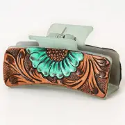 AD American Darling Floral Long Hair Claw Hand Tooled Carved Genuine Leather