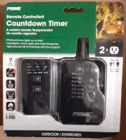 Prime Outdoor 24 Hour Timer With Remote Black Programmable 2 Outlets 7 Modes