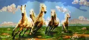 "Horses" Printed Canvas or Threads Needlepoint Tapestry Kit B925