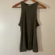 Standard James Perse Womens Tank Top L Army Green Cotton Modal Capsule Minimal